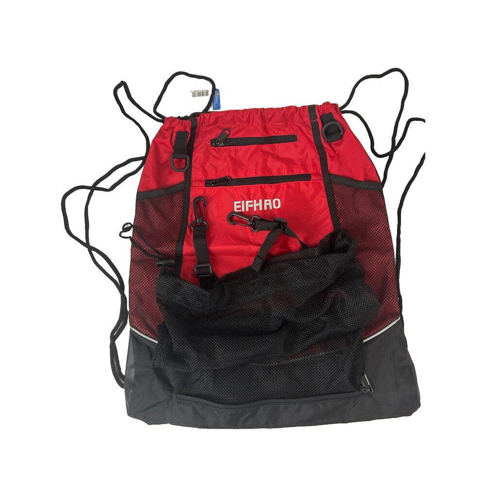 EIFHAO Drawstring Backpack Red Basketball Soccer Volleyball Sports Gym Bag